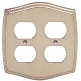 Mintcraft 3233 – 4sn "装飾ロープデザイン"サテンニッケルダブルコンセントウォールプレート