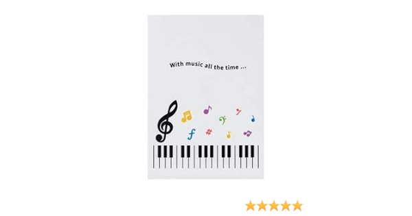 Amazon Piano Line クリアファイル カラフル音符 ト音記号 鍵盤柄 ピアノライン 3 ファイル バインダー 文房具 オフィス用品