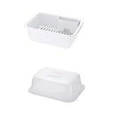 【セット買い】リッチェル 水切りラック用 ホワイト 40×29×14 シェリー 水切りセット M ＋ リッチェル クリア 40.5×30×12.9 シェリー フード M