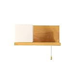 House Shelf Wall Sconces Modern Wood Wall Lamp With Switch Bedroom Bedside Lamp Glass Shade Children'S Room Night Light For Aisle Corridor Entrance Living Roo (With Switch Left side)