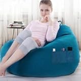 Shuiling ビーズクッションカバー カバーのみ リネン生地 多色選択 疲労解消 健康 安全 無味 カバー取り外し 洗濯可能 付け替えカバー おしゃれ 無地 北欧風 四季適用 座布団カバー 多機能 おしゃれ (100x120cm, ブルー)