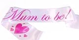 A Mum To Be Satin Sash White/Pink by Shower My Baby