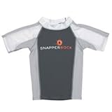 (スナッパーロック) SNAPPER ROCK UPF50+半袖ラッシュガード(トップス)グレー・白 サイズXL (身長145~155cm目安11~12~才)