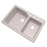 モンブランGrande drop-in複合Granite 4-holeダブルボウルキッチンシンク、ホワイト
