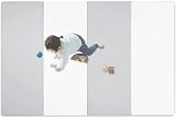 プレイマット 赤ちゃん 厚さ4cm ベビーマット 大判 厚手 折りたたみ ベビープレイマット 防水 防音 お昼寝マット 滑り止め 収納しやすい ピクニック 幼稚園 保育園 子供部屋 (グレー×ホワイト, 200×140×4cm)