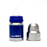 organicKidz Wide Mouth, White Solid, 4 Ounce　ステンレス製　哺乳瓶　110ml　ブルー