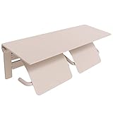 ヤマソロ トイレットペーパーホルダー 2連 ダブル おしゃれ 棚付き 紙巻器 完成品 トイレ 天板付き 北欧 スチール 木目 ブラン Blan 41-062 (ライトベージュ)