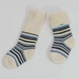 (グレェド) Groedo オーガニックコットン ベビー 裏パイル ソックス きなり・茶・水色ストライプ サイズ00 (8～9cm 目安月齢～6ヶ月)