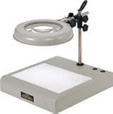 オーツカ光学 LED照明拡大鏡・ワイドシリーズ LEKsワイド-CL 3倍 (LEKS-CL-WIDE-3X) (テーブルスタンド式ライトボックス付)