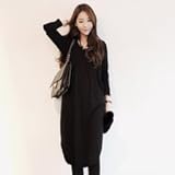 【10000106785】（チャコール）マタニティワンピース 授乳服 ワンピース バックデザイン ヘムライン ワンピ マタニティ onepiece 授乳ウェア マタニティウェア マタニティワンピース