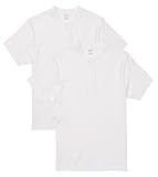 [ユナイテッドアスレ] 綿 セミコーマ糸 ヘンリーネック Ｔシャツ 襟元アクセント 2枚組 ホワイト XL