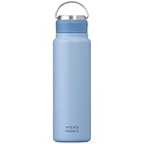アトラス 水筒 700ml 保冷 保温 真空断熱 ステンレス パッキン一体型 スポーツドリンク対応 ハンドル付き シームレス スクリューボトル 直飲み 洗いやすい お手入れ楽 アウトドア WENS ウェンズ アイスブルー 白湯 AWSL-700IBL