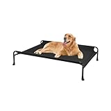 Veehoo 犬 ベッドペットベッド高架犬用ベッド、大型犬 ベッド隆起犬用ベッド、ガードレール付き屋外犬用ベッド、アップグレードされた滑り止めフィート テスリンメッシュ、ポータブルキャンプ高架式 ドッグコット犬ベッド 犬 ベッド 洗える-110.8*77 cm ブラック