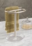 mDesign Bathroom Hand Towel Holder with Jewelry Tray for Vanity Countertops - Clear/Satin [並行輸入品]
