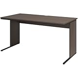 オフィスコム 法人様向け オフィスデスク 平机 幅1400×奥行700×高さ700mm 配線スリット スチール脚 ワークデスク 事務机 ダークブラウン Z-LWD-1470-DKB