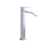 カウンタートップ洗面台 蛇口 単水栓滝式冷水蛇口 ステンレス鋼の背の高い蛇口 立水栓 洗面, (ホワイト)