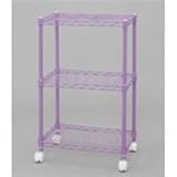 アイリスオーヤマ メタルラック カラーメタルシリーズ ポール径19mm カラーメタルラック 3段 幅44.5×奥行32.5×高さ72㎝ パープル キャスター付 CBM-44073