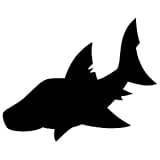 サメ STICKER JAPAN 二枚組 黒 各約縦4.0cm×約横5.0cm カッティングステッカー 転写 シール 切文字 防水 耐水 耐久 車 デカール パソコン シェルフコンテナ ボトル ストーブ コンロ スマホ スーツケース