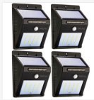LED センサーライト ソーラーライト 人感センサー 自動点灯 太陽発電 省エネ 壁掛け式 防水 防犯 防災 ポータブル 駐車場／玄関／庭先／ 屋外照明 ４個セット