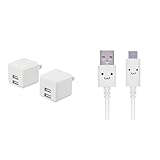 【Type-Cケーブルセット】 エレコム 充電器 2個セット USB コンセント USB-A 2ポート 最大12W 5V 2A 折りたたみ式プラグ おまかせ充電対応 2台同時充電 ホワイト EC-AC9112WH + USB TYPE C ケーブル タイプC (USB A to USB C) 1.2m ホワイト MPA-FAC12CWH