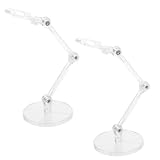 STOBOK モデルスタンド 2個セット アクション プラモデル用 透明 台座 ドールスタンド 可動 アーム 飾り台 置き台 (クリア)