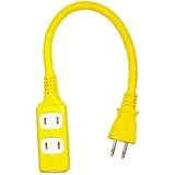正和電工 ダブルコンストラクションマルチタップ延長コード 3個口 0.3m 黄 SWM-03YE