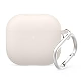【elago】 AirPods 4 対応 ケース シリコン ハイブリッド カバー カラビナ 付き 耐衝撃 落下防止 ワイヤレス充電 MagSafe 対応 [ AirPods4 エアポッツ 4 第4世代 対応 ] LIQUID HYBRID HANG ストーン