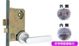 美和ロック 木製ドア用レバーハンドル錠 非常開装置付表示装置／サムターン BS51mm 扉厚33-41mm ステンレスヘアライン WLA50-8 ST