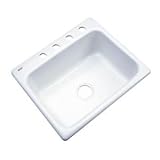 Thermocastインバネス差し込み式アクリル25 x 22 x 9で。4-holeシングルボウルキッチンシンクinホワイト