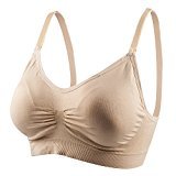 授乳用ブラジャー マタニティ 2Wayオープンブラジャー 妊婦産後 矯正下着 スポーツブラジャーとしても使用可能 ノンワイヤー ブラジャー　授乳対応 前開き (M, 肌色)