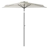 ハーフガーデンパラソル 高さ255cm 半円 簡単 開閉 角度調整 ガーデン テラス 庭 プールサイド　ビーチサイド オーニング シェード デッキ (ナチュラル)