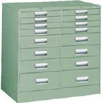 トラスコ WVR型軽量キャビネット(引出2列16個)880×500×880mm グリーン WVR-C88