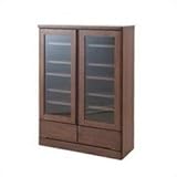 ナサ流通企画 天然木スリム薄型食器棚 60ロータイプ ブラウン色