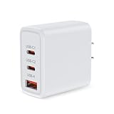 超急速充電器 type-c 65W パソコン充電器 3ポート タブレットコンセント 電源アダプター アンドロイド充電器 スマホ充電器 Android充電器 Cタイプ qc3.0アダプター ChrisPow usb-c充電器 type c acアダプター タイプC USBコンセントPhone 15、Galaxy S23 S23+ MacBook Pro/Air、Windows、HP（ホワイト）