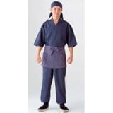 SLB699　Japanese　Wear(和衣)　作務衣男女兼用　黒×青紫S 0214754