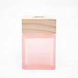 ウッドキャップ・キューブグラスボトル リードディフューザー用 リードディフューザーボトル ガラス ビン 容器 (5.5cm*5.5cm*8.5cm) 3glad (スモークピンク)