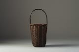21018120 ひねり編黒竹手付篭 【サイズ】φ１５×Ｈ２０．５ｃｍ【素材】竹【塗装】漆塗装【生産国】日本 23-552-08