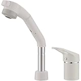 Siuhuig 洗面台蛇口 混合水栓 洗面水栓 シングルレバー ホース引き出し式 泡沫、シャワーが切り替え 360°回転 吐水口昇降 台付き2穴 ホワイト 清潔感