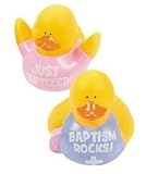 Set of 2 Girl Just Baptized Baptism Rocks Mini Rubber Duckies Ducks Set [並行輸入品]