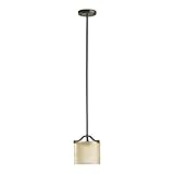 Quorum International 3096-86 Atwood Collection 1-Light Mini-Pendant, Oiled Bronze Finish with Amber 
