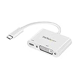 StarTech.com USB Type-C - DVI 変換アダプタ/USB Power Delivery/USB-C - DVI-Dビデオ変換/1080p/タイプC - DVI シングルリンク 映像コンバータ/60W PD対応/Thunderbolt 3 互換/ホワイト CDP2DVIUCPW