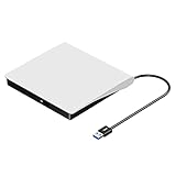 ROOFULL 外付けCD DVDドライブ USB 3.0 プレミアムポータブルUSB CD ROM DVD +/-RW 光学ドライブプレーヤーリーダーライターバーナー Apple Mac MacBook Pro/Air/iMac/Windows 10/11ノートパソコン用 (ホワイト)