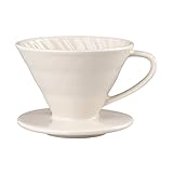 YOLIFE(ヨライフ) セラミック コーン ポアオーバー コーヒードリッパー 再利用可能なコーン型コーヒーフィルター (2~4カップ、ホワイト)