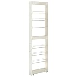 ぼん家具 隙間収納 10cm キッチンワゴン スリム キャスター付き すき間ラック ハイタイプ 冷蔵庫横 収納 キッチン 洗面所 省スペース ホワイトウッド