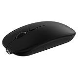 Wireless Bluetooth Mouse for iPad iPhone MacBook Android Tablet Phone Dual-Mode Rechargeable 2.4G Portable Computer Mice for Windows Laptop Notebook PC MDesktop USB Receiver (Black)