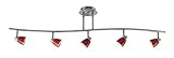 Cal Lighting SL-954-5-BS-RDS Track Lighting, Red Glass & Brushed Steel