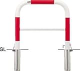 サンバリカー(アーチ)スチール製φ60.5　横バー付 差込式鍵付 赤白 FAH-7SK7-650(RW)