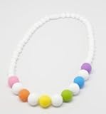 Baby Teething Necklace (Rainbow)-Made With 100% Food Grade Silicone Teething Beads. BPA Free Chewabl