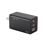 65W GaN 急速 PD 充電器 usb-c usb-a type-c 4ポート充電器 pd qc 急速充電規格対応 PD3.0 QC3.0 タイプｃ ガリウム 対応 PSE認証済み 折りたたみ携帯充電器 ACアダプター コンセントiPhone iPad Android Xperia Kindle各種 その他USB-C機器対応【2年保証】 (Black, 65W-NEW)