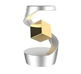 デスクトップ吊り下げジャイロスコープ装飾品、正方形のレンガ素材の亜鉛合金、創造的なゲームをプレイ、滑り止めシリコンパッド ベアリング、電気なし、磁気なし、創造的なジャイロスコープはストレスを和らげるのに役立ちます (4*6.5cm,シルバー + ゴールド ブリック) [並行輸入品]